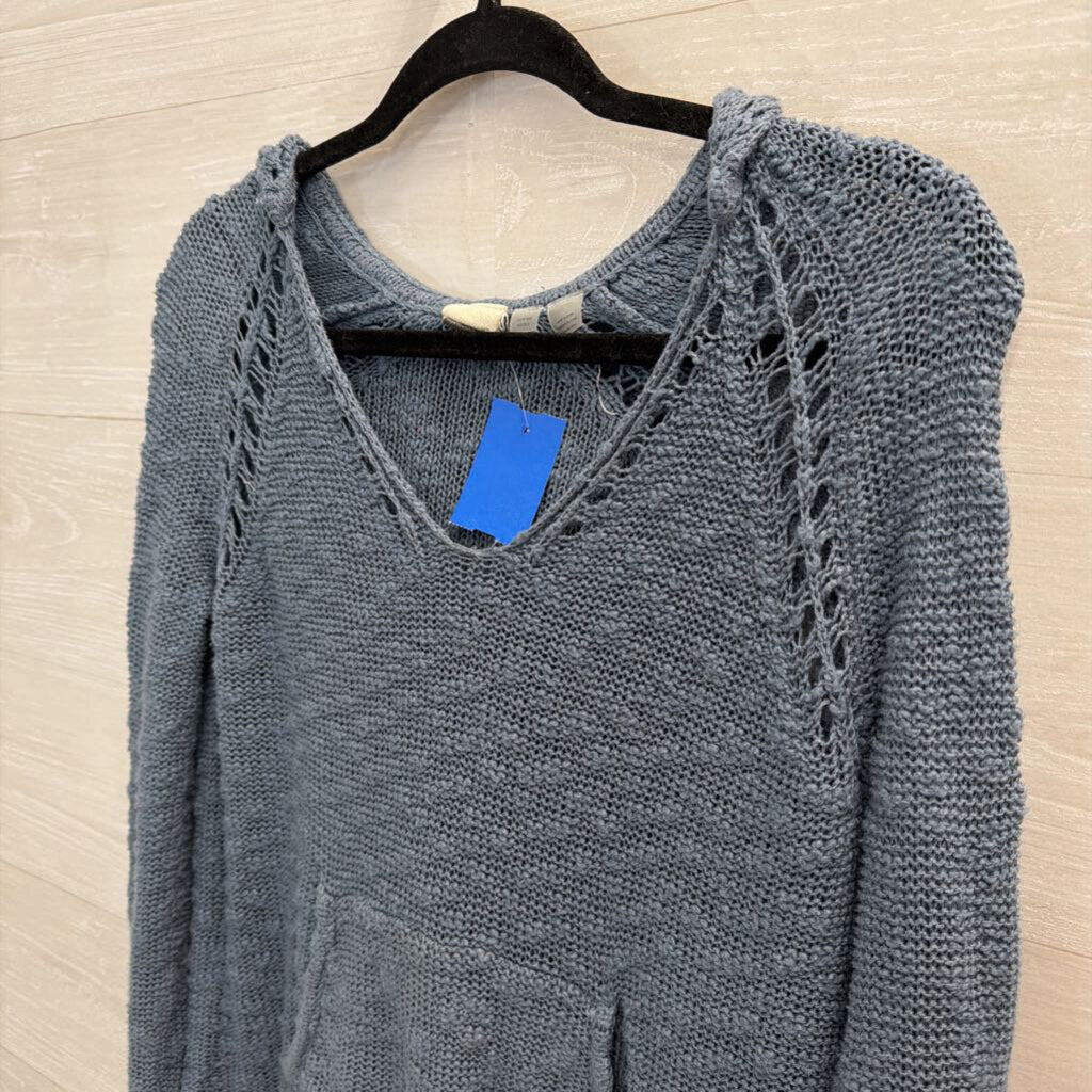 Roxy Blue Knit Long Sleeve Hooded Pullover Extra Small