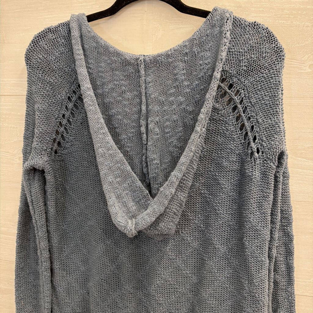 Roxy Blue Knit Long Sleeve Hooded Pullover Extra Small