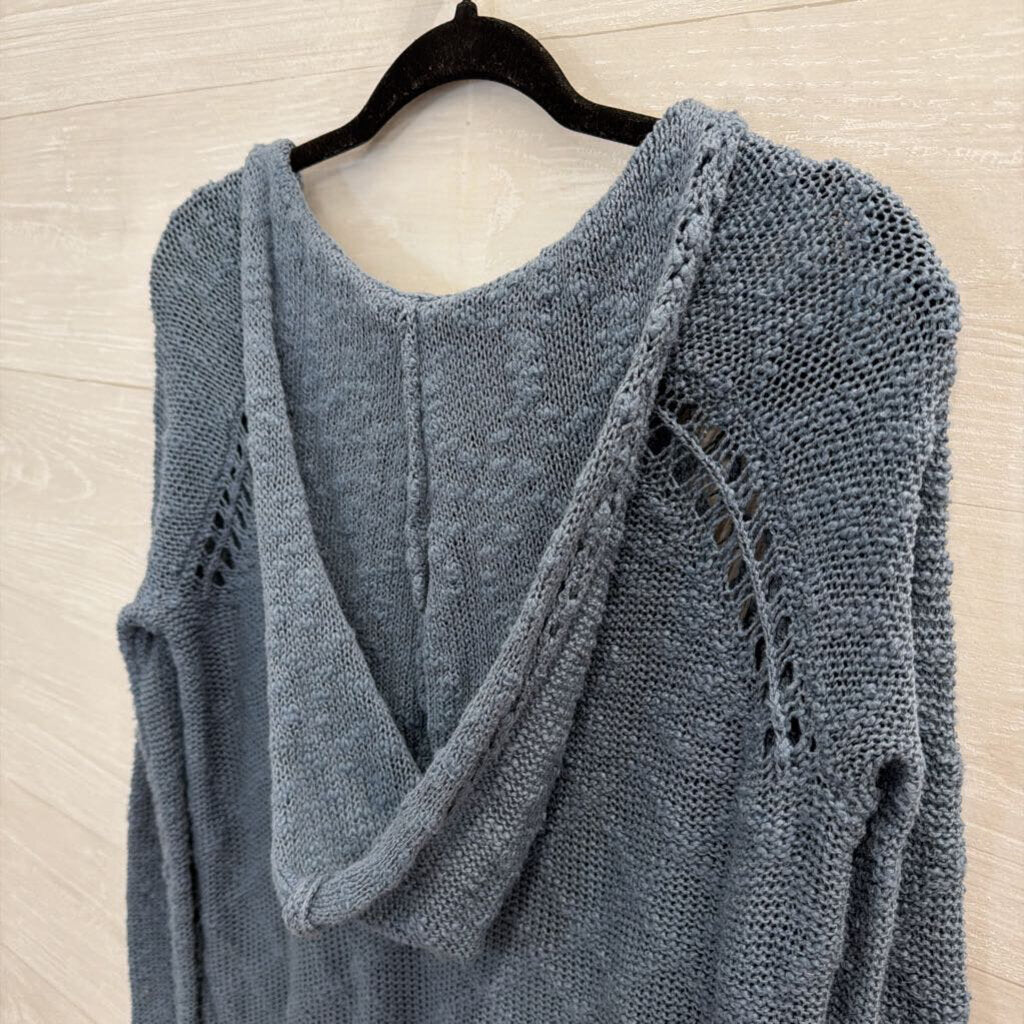 Roxy Blue Knit Long Sleeve Hooded Pullover Extra Small