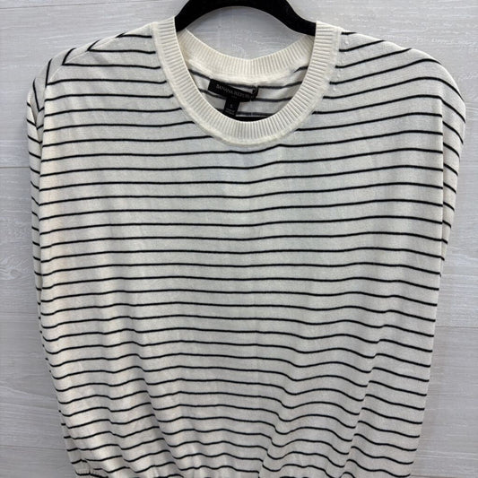 Banana Republic White/ Black Striped Knit Short Sleeve Top Small