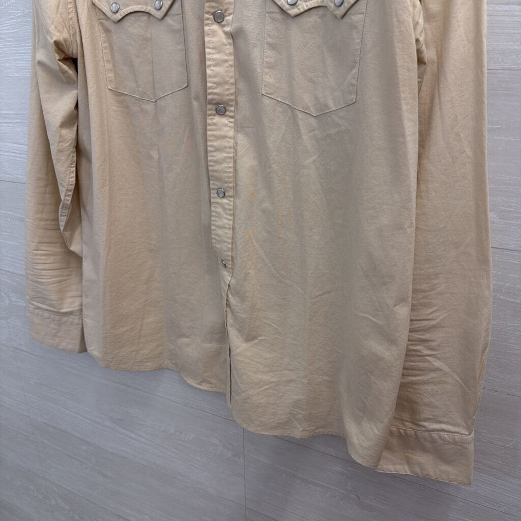 Howler Bros Beige Embroidered Long Sleeve Snap Front Top Large