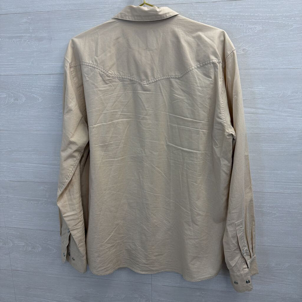 Howler Bros Beige Embroidered Long Sleeve Snap Front Top Large