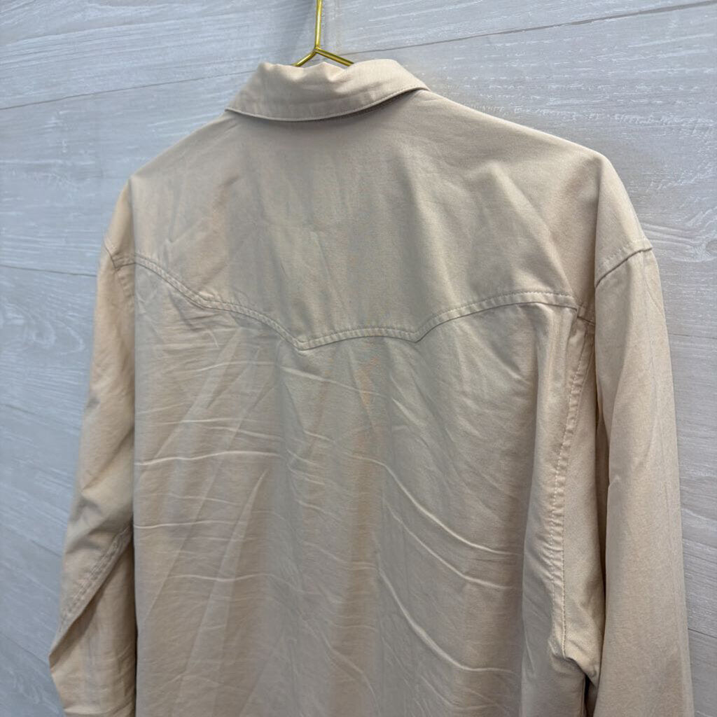Howler Bros Beige Embroidered Long Sleeve Snap Front Top Large