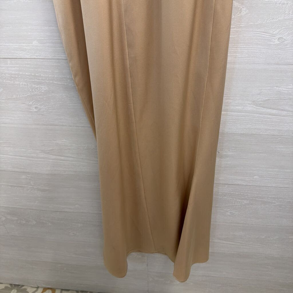 Beginning Boutique Gold Silky One Shoulder Maxi Dress 8