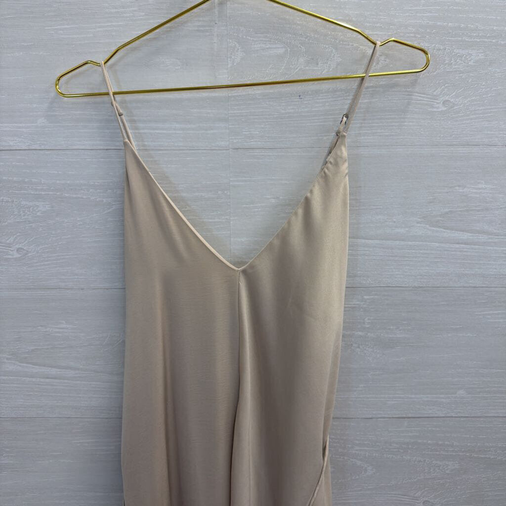 Banana Republic Beige Silky Tie Waist Maxi Dress Extra Small