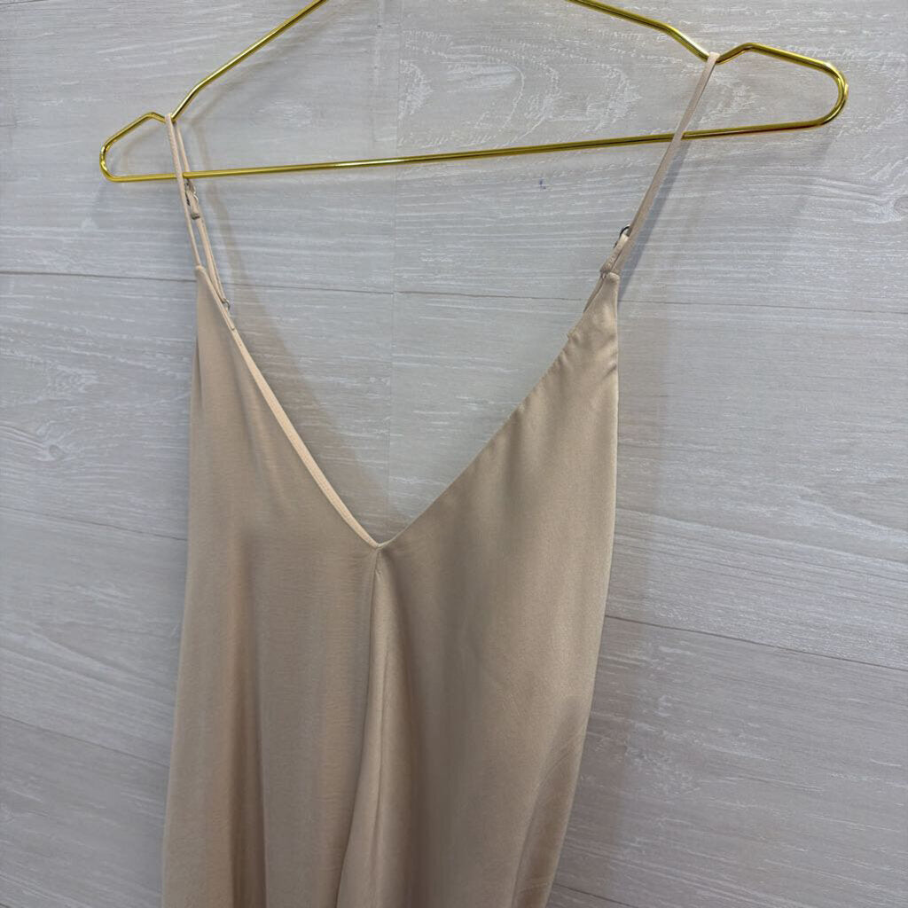 Banana Republic Beige Silky Tie Waist Maxi Dress Extra Small