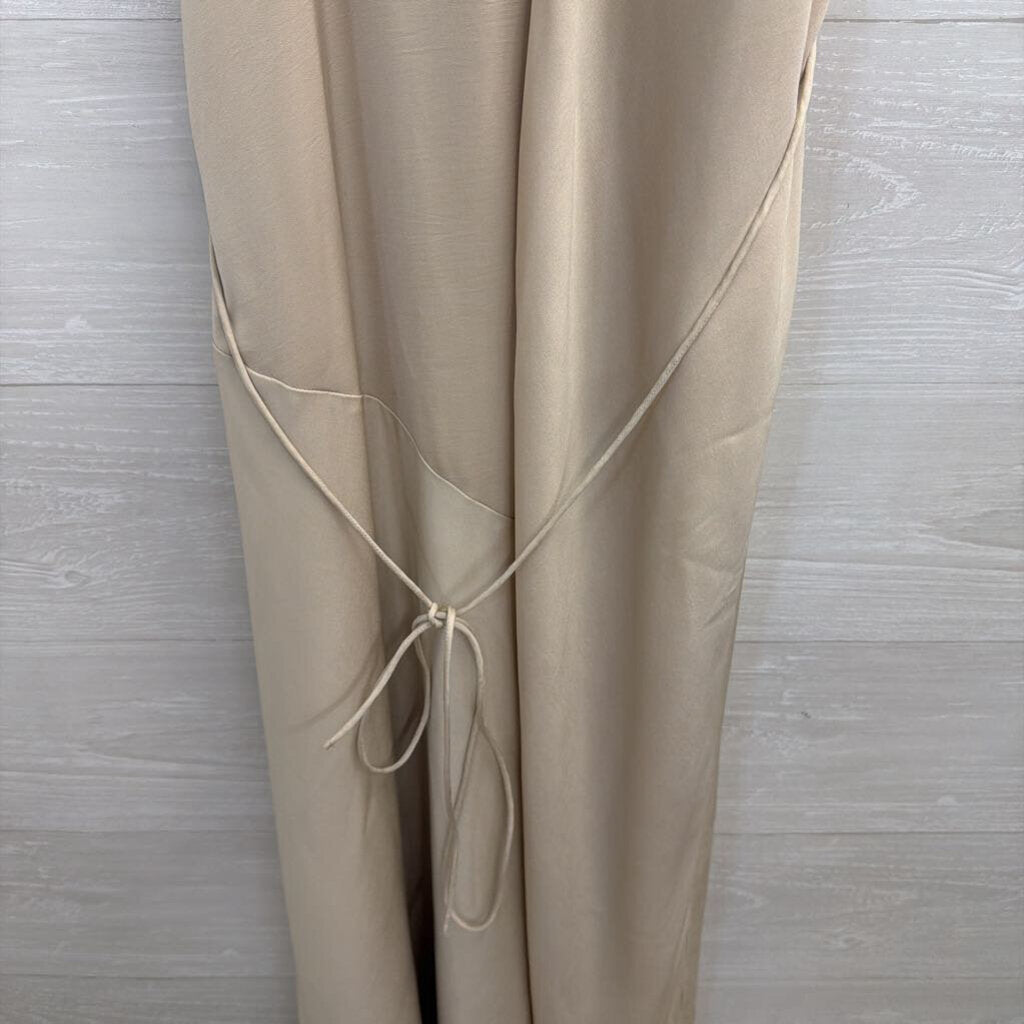 Banana Republic Beige Silky Tie Waist Maxi Dress Extra Small
