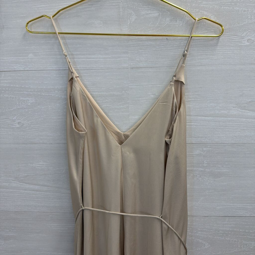 Banana Republic Beige Silky Tie Waist Maxi Dress Extra Small