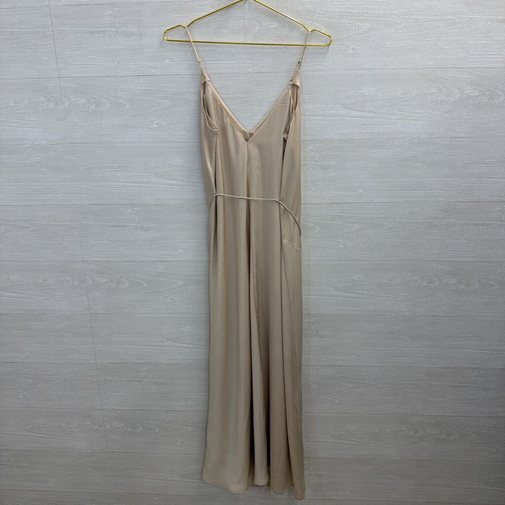 Banana Republic Beige Silky Tie Waist Maxi Dress Extra Small