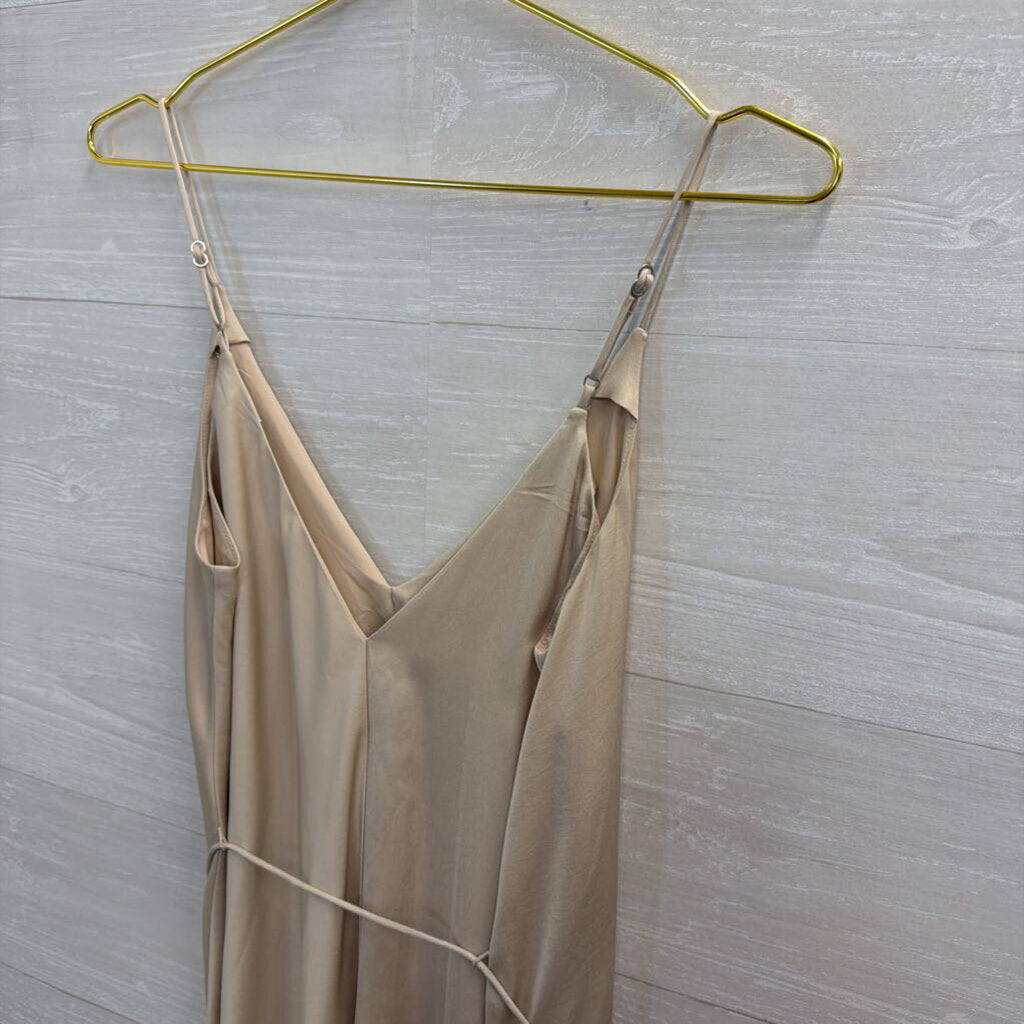 Banana Republic Beige Silky Tie Waist Maxi Dress Extra Small