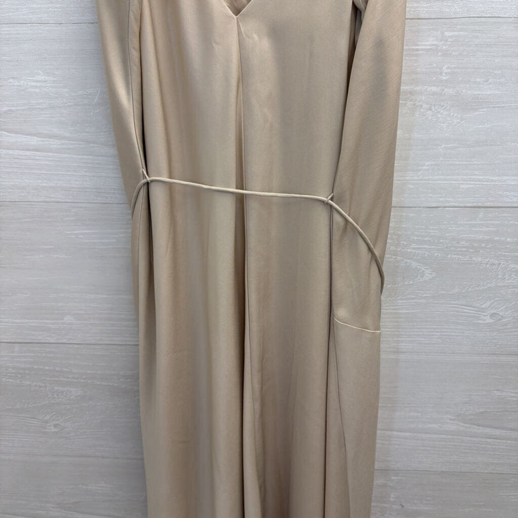 Banana Republic Beige Silky Tie Waist Maxi Dress Extra Small