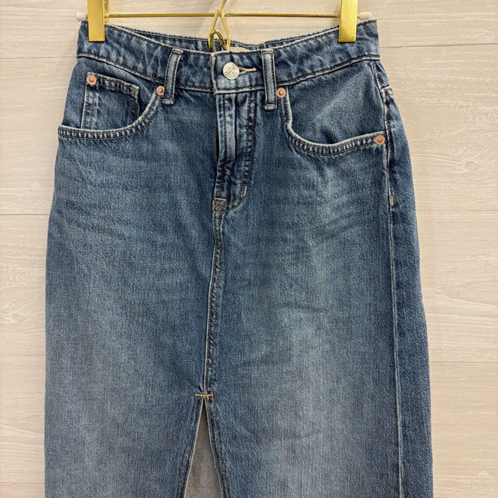 We The Free Medium Wash Denim Maxi Skirt 24