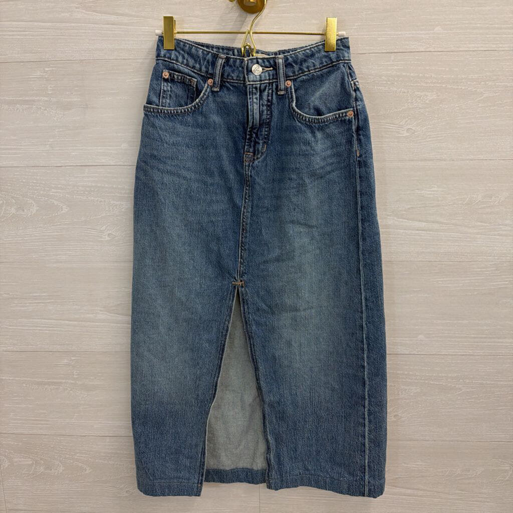 We The Free Medium Wash Denim Maxi Skirt 24