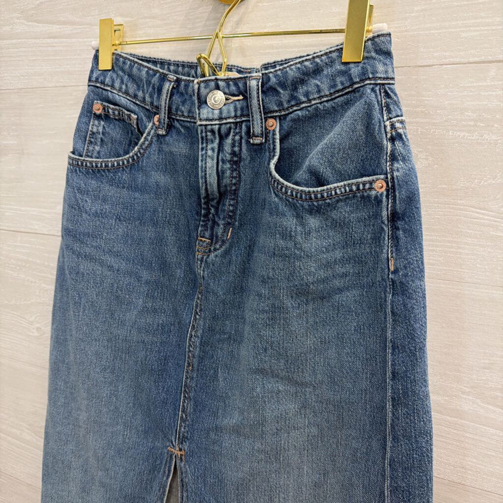 We The Free Medium Wash Denim Maxi Skirt 24