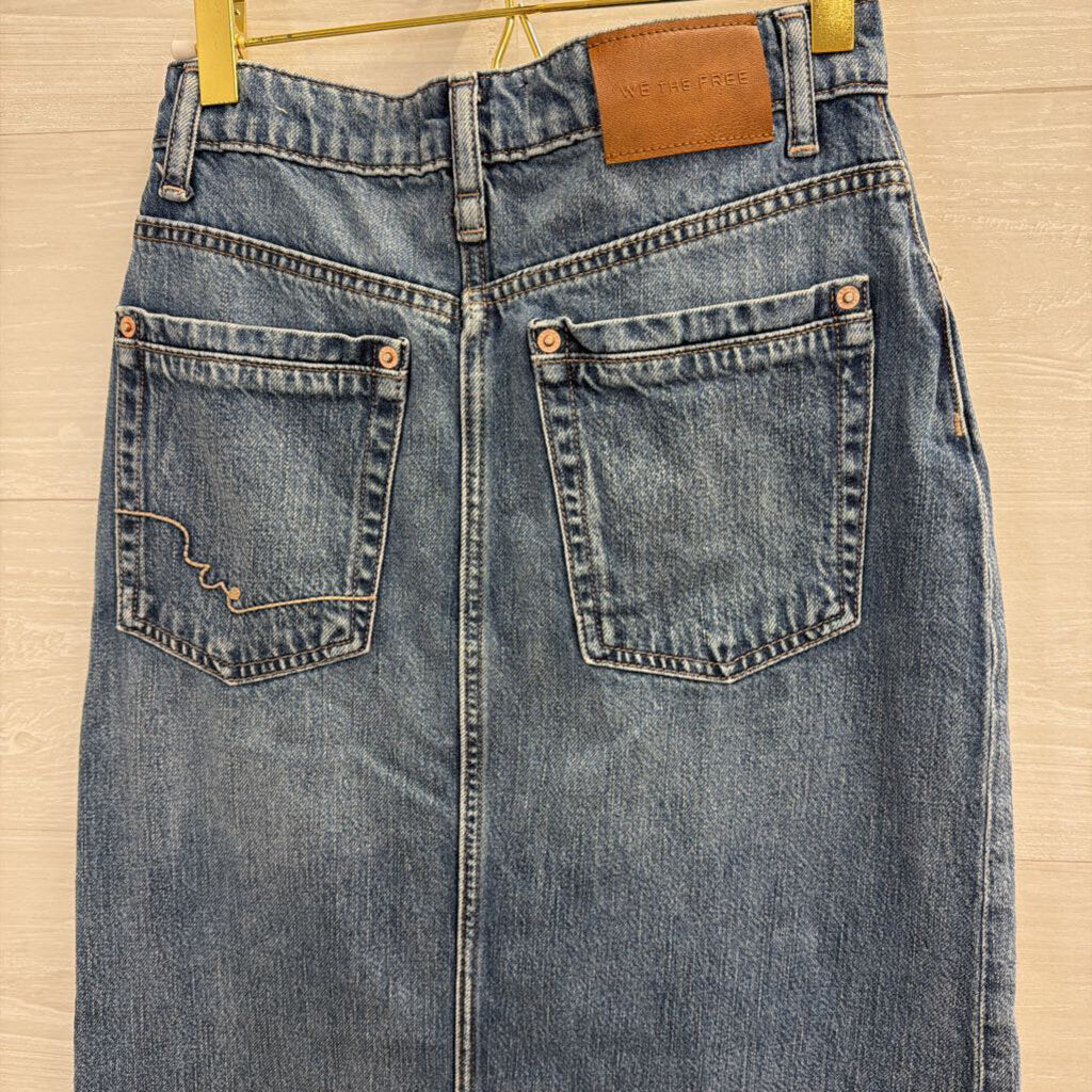We The Free Medium Wash Denim Maxi Skirt 24