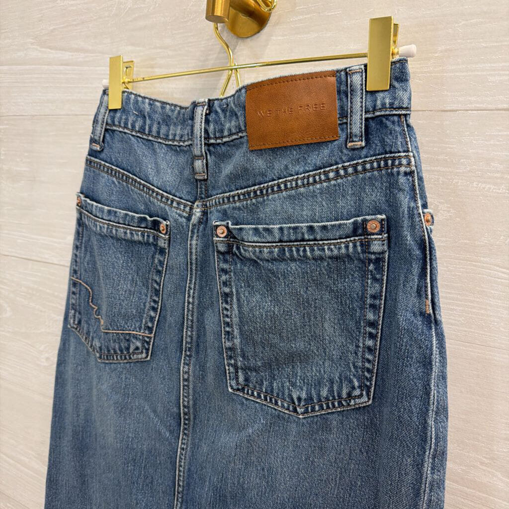 We The Free Medium Wash Denim Maxi Skirt 24