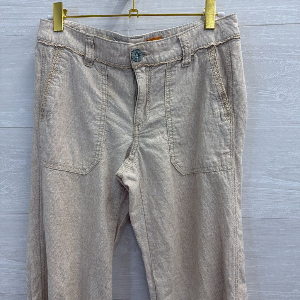Pilcro Biege Linen Blend Wide Leg Pants 0