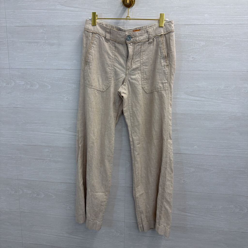 Pilcro Biege Linen Blend Wide Leg Pants 0