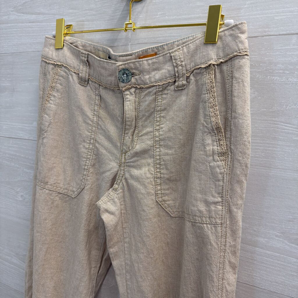 Pilcro Biege Linen Blend Wide Leg Pants 0