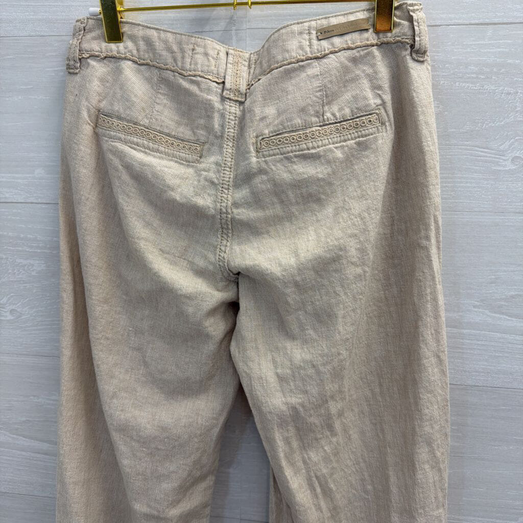 Pilcro Biege Linen Blend Wide Leg Pants 0
