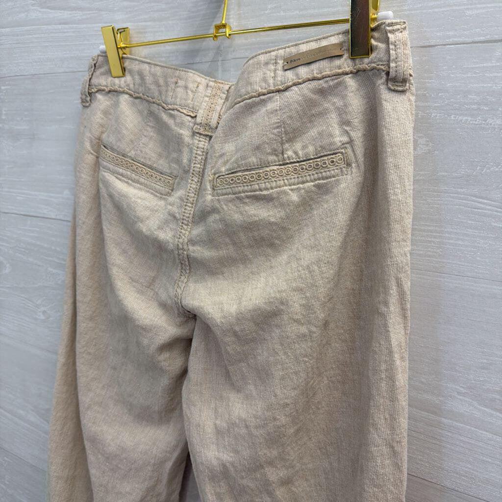 Pilcro Biege Linen Blend Wide Leg Pants 0