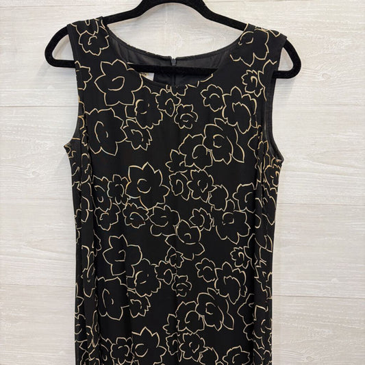 Talbots Black/ Beige Print Sleeveless Maxi Dress 6