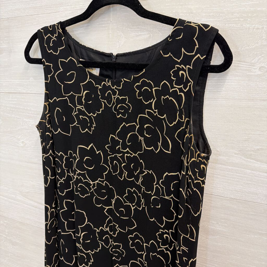 Talbots Black/ Beige Print Sleeveless Maxi Dress 6