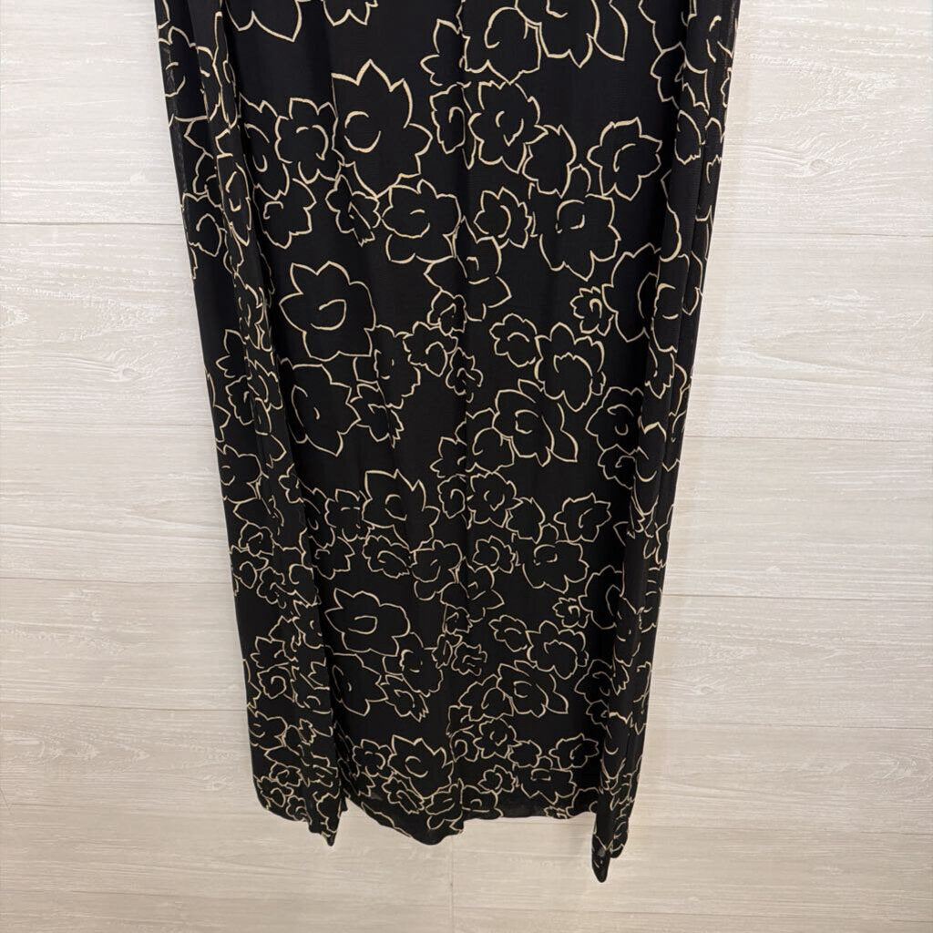 Talbots Black/ Beige Print Sleeveless Maxi Dress 6