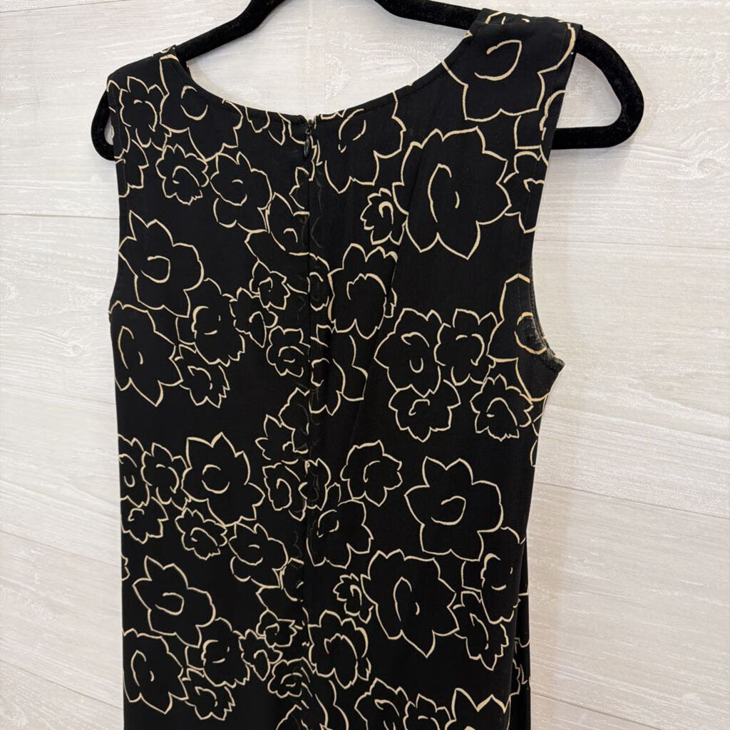Talbots Black/ Beige Print Sleeveless Maxi Dress 6