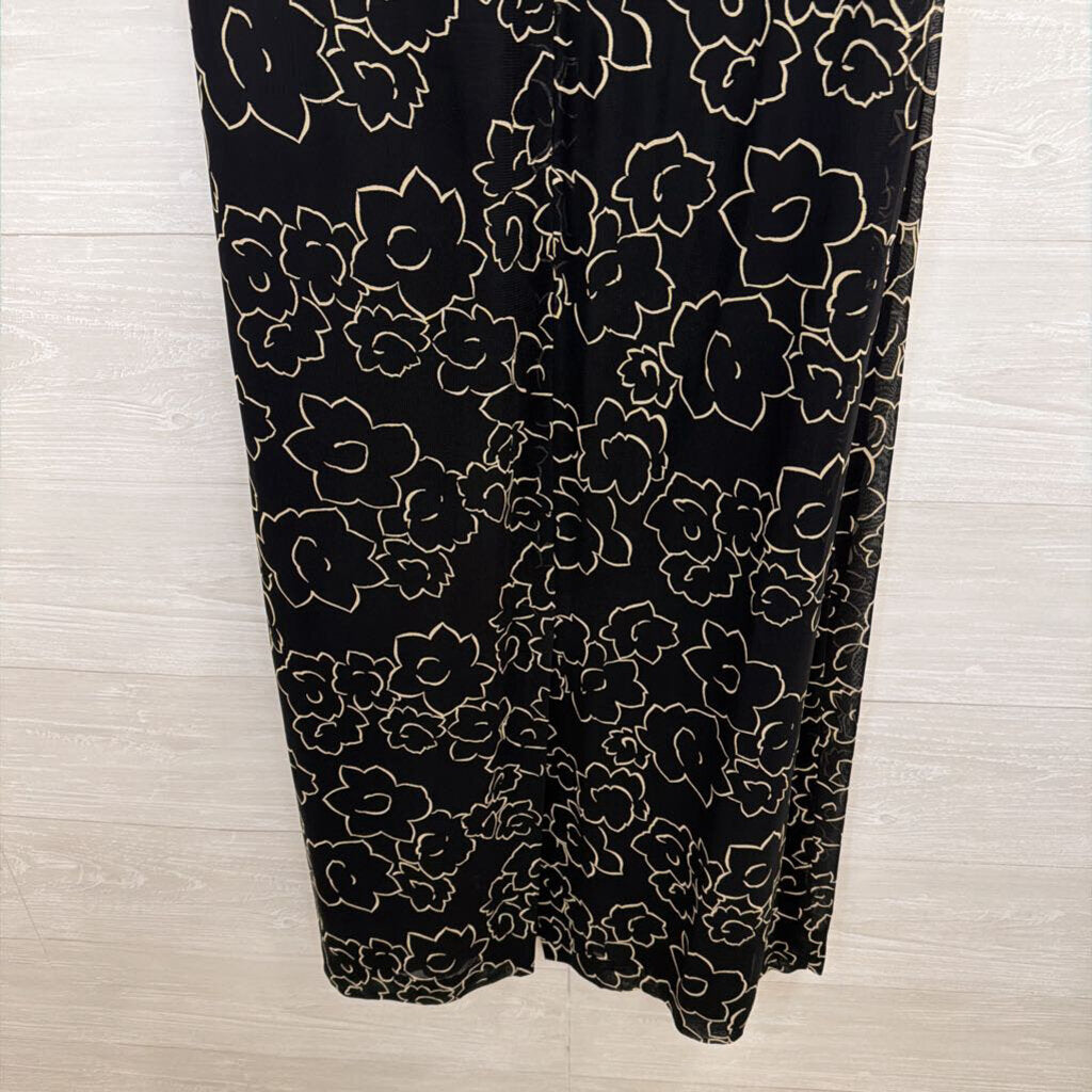 Talbots Black/ Beige Print Sleeveless Maxi Dress 6