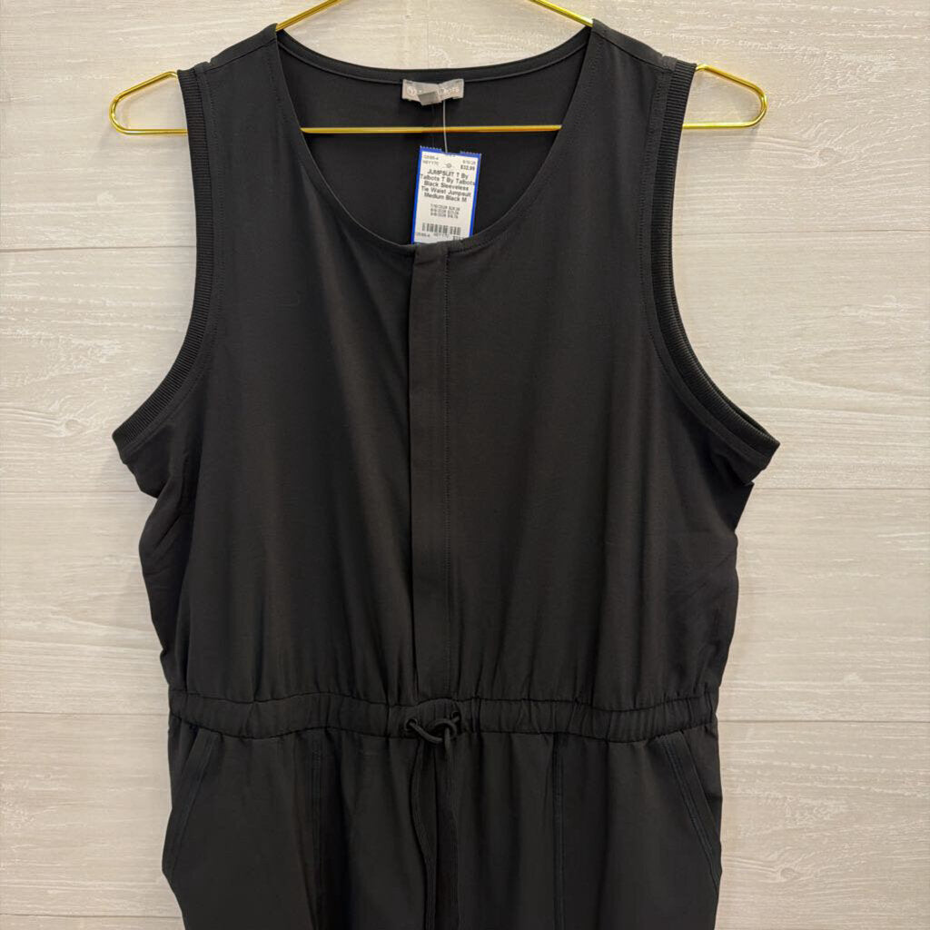 T By Talbots Black Sleeveless Tie Waist Jumpsuit Medium