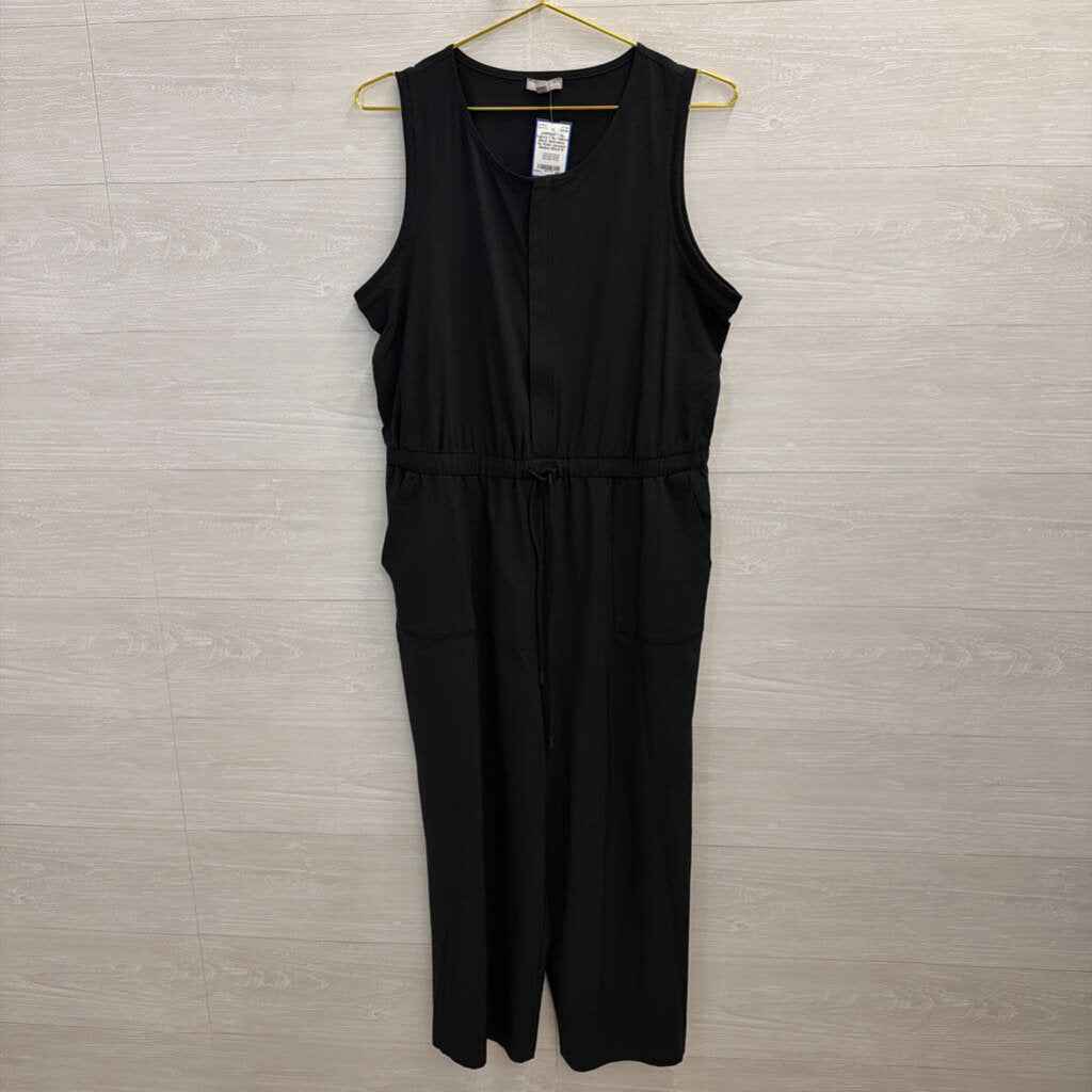 T By Talbots Black Sleeveless Tie Waist Jumpsuit Medium