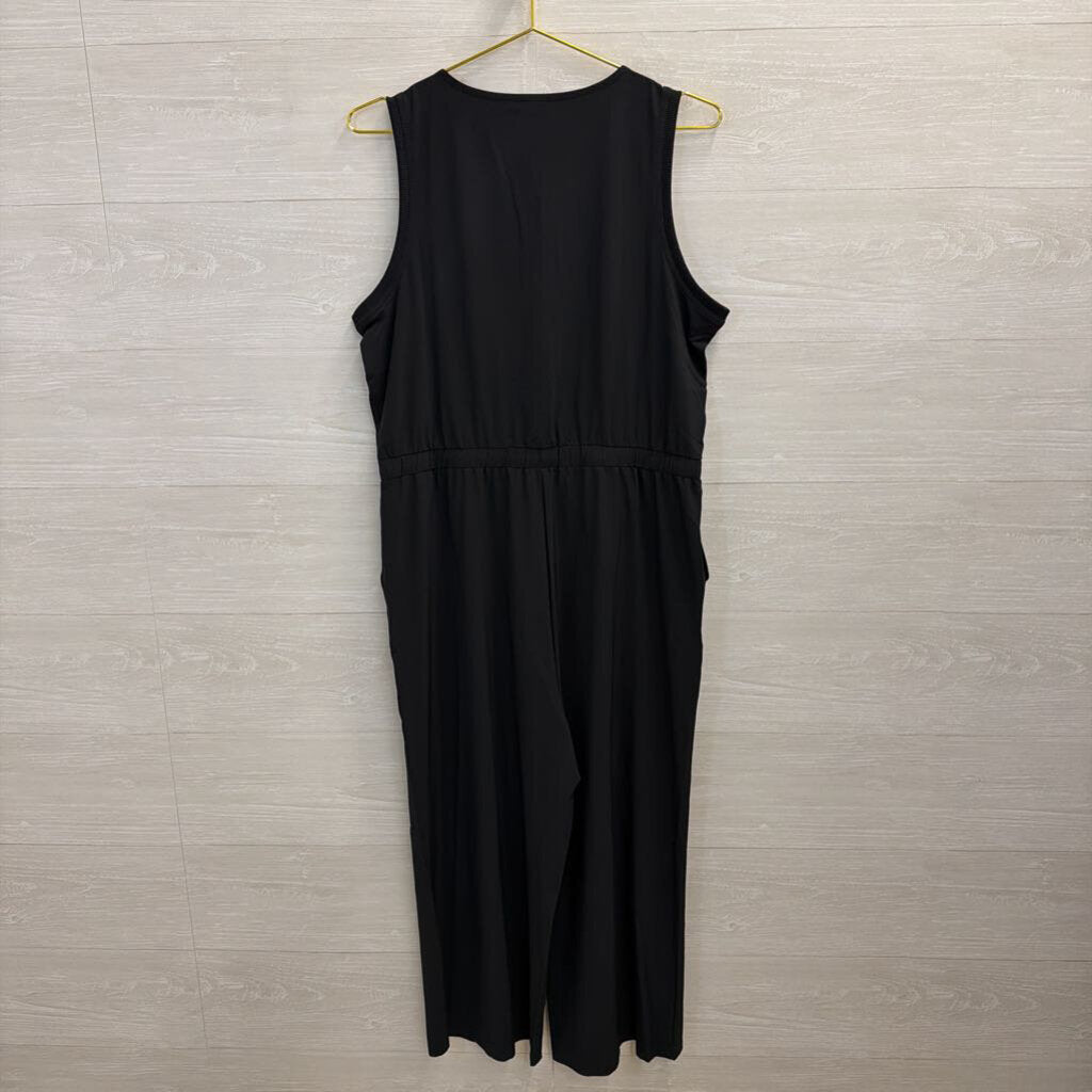T By Talbots Black Sleeveless Tie Waist Jumpsuit Medium