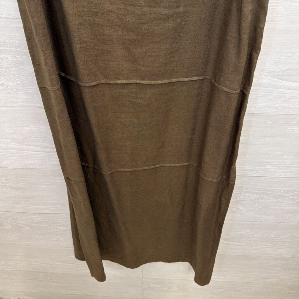 Evan Picone Brown 100% Linen Tiered Maxi Dress 10
