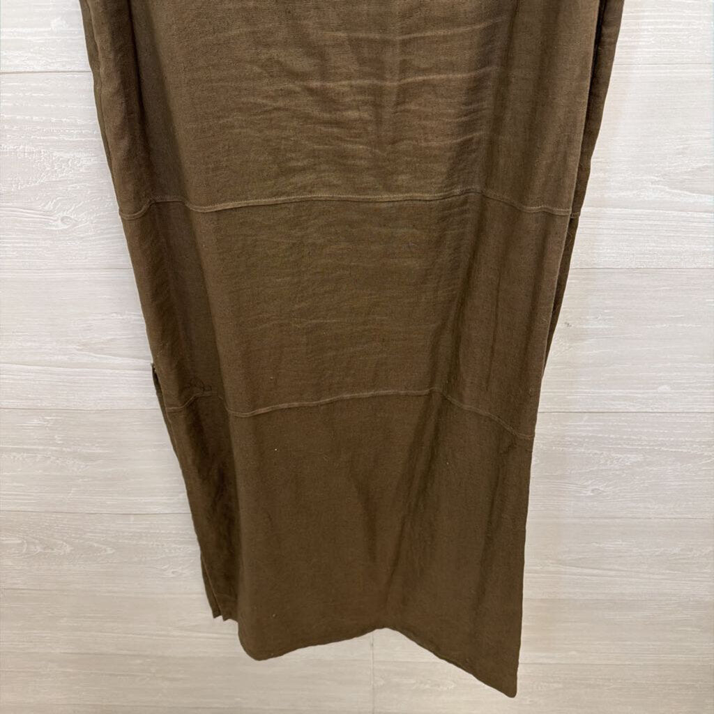 Evan Picone Brown 100% Linen Tiered Maxi Dress 10