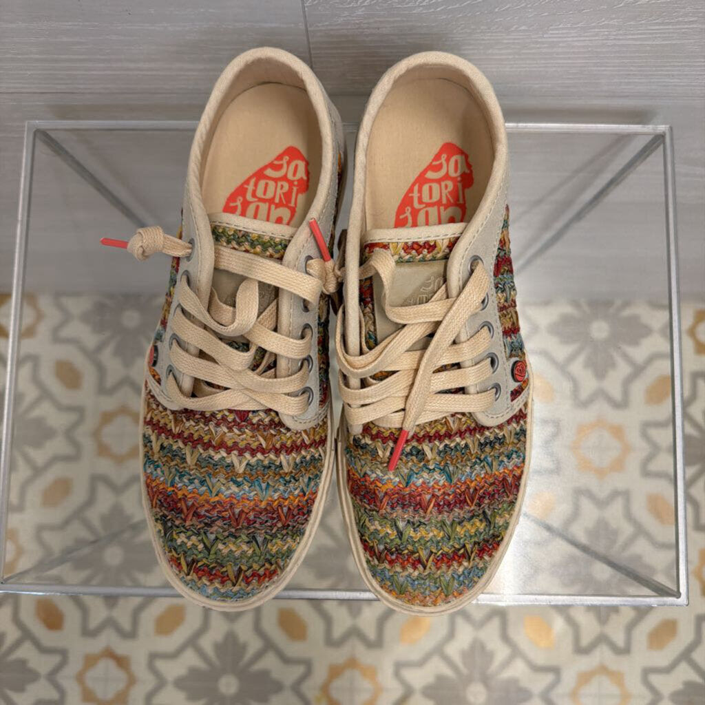 Satorisan Heisei White/ Multi Woven Raffia Sneakers 38