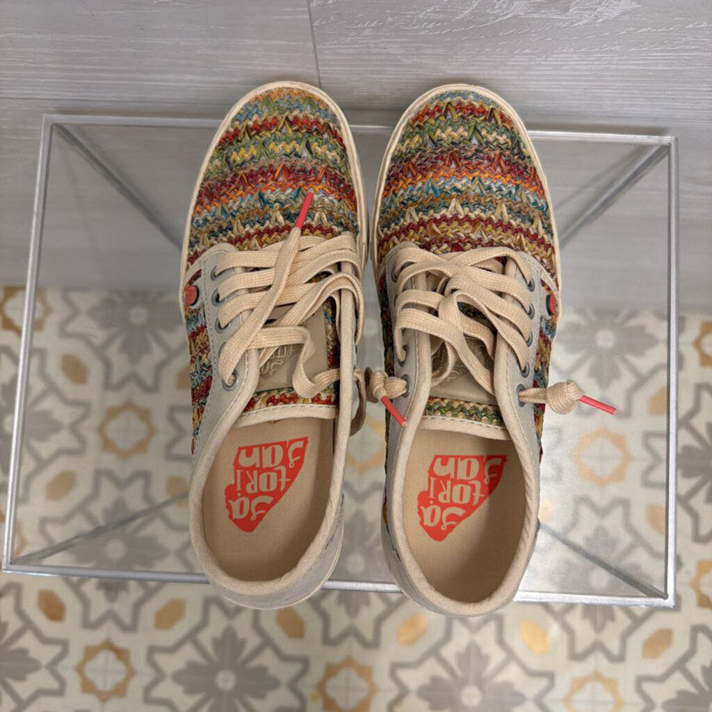 Satorisan Heisei White/ Multi Woven Raffia Sneakers 38