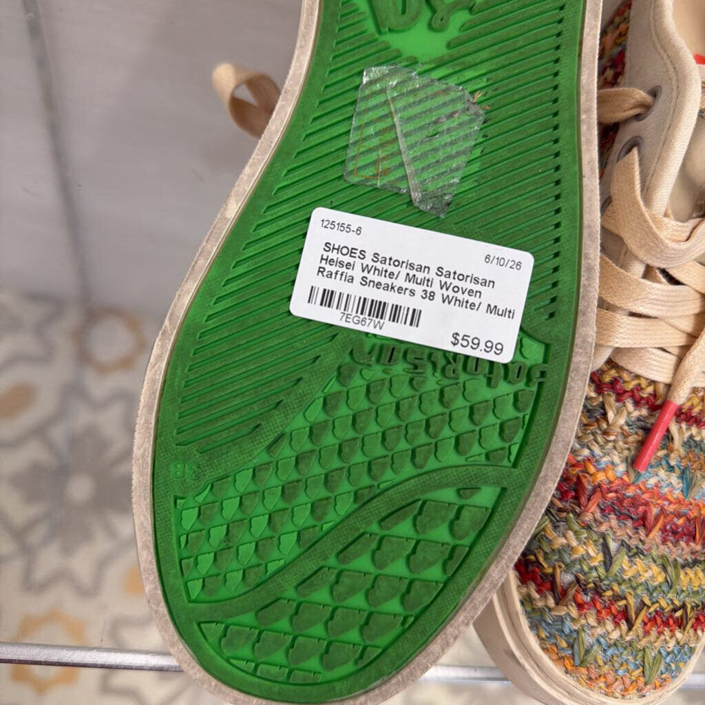 Satorisan Heisei White/ Multi Woven Raffia Sneakers 38