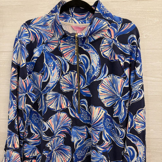 Lilly Pulitzer Blue/ Multi Print Long Sleeve Half Zip Dress Extra Large