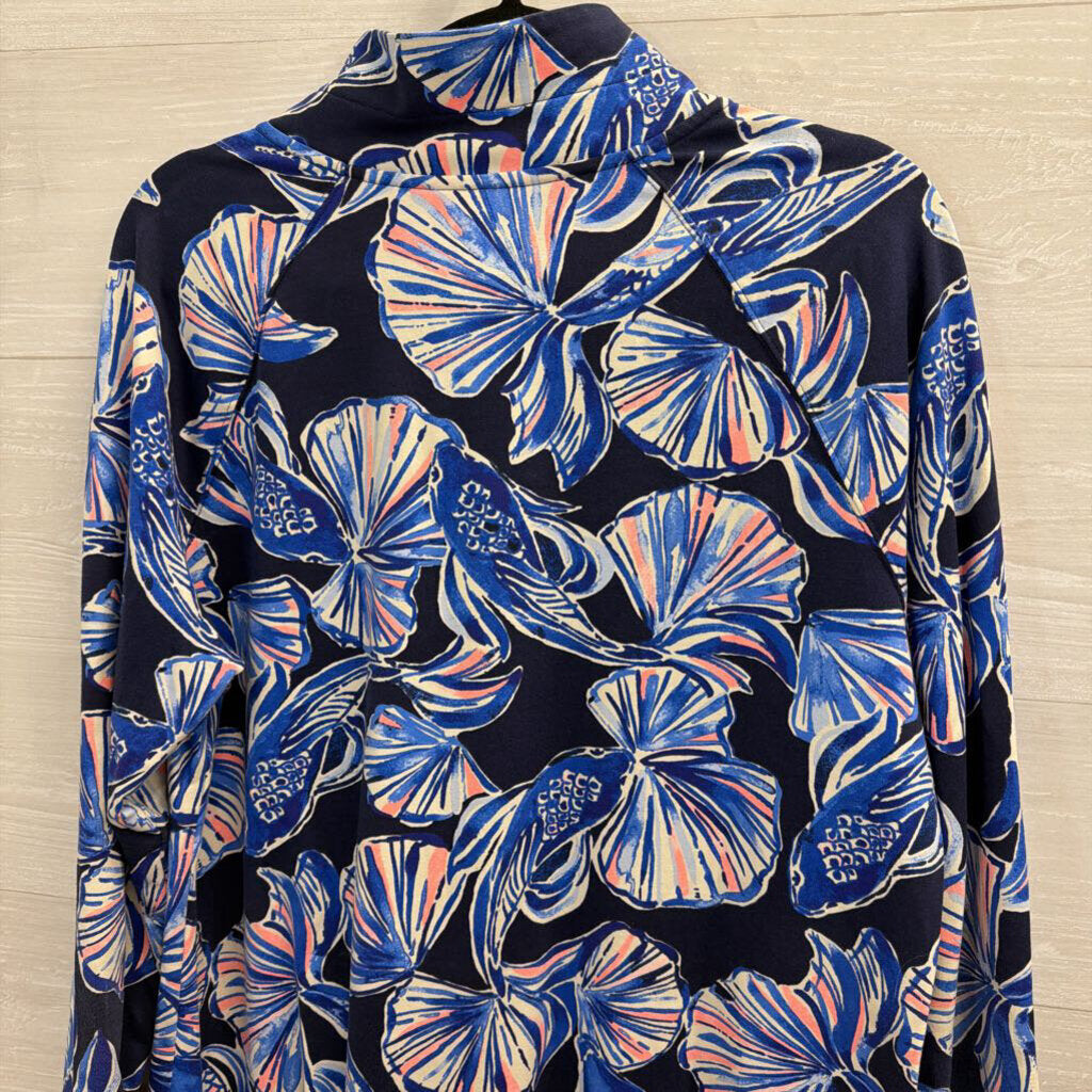 Lilly Pulitzer Blue/ Multi Print Long Sleeve Half Zip Dress Extra Large