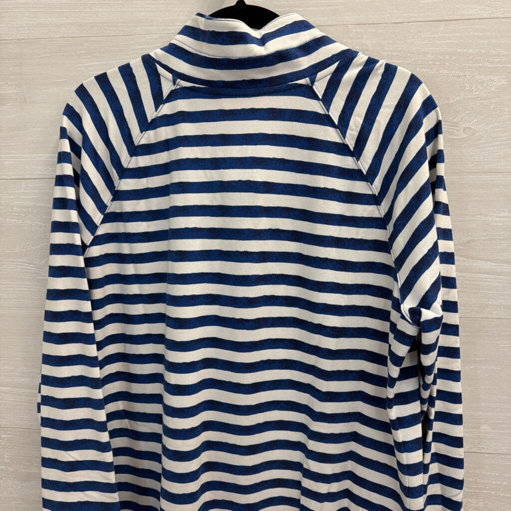Lilly Pulitzer White/ Blue Striped Long Sleeve Half Zip Dress Extra Large