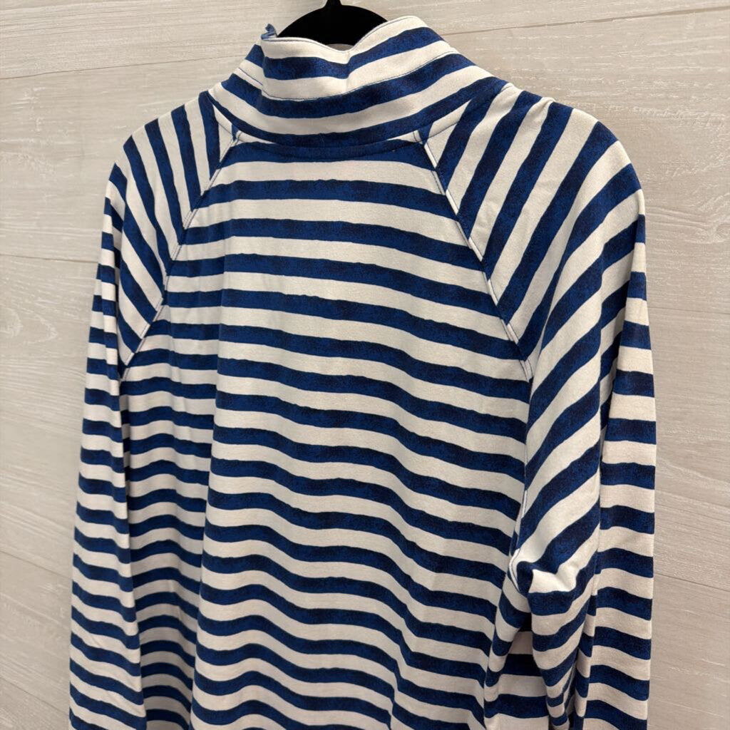 Lilly Pulitzer White/ Blue Striped Long Sleeve Half Zip Dress Extra Large