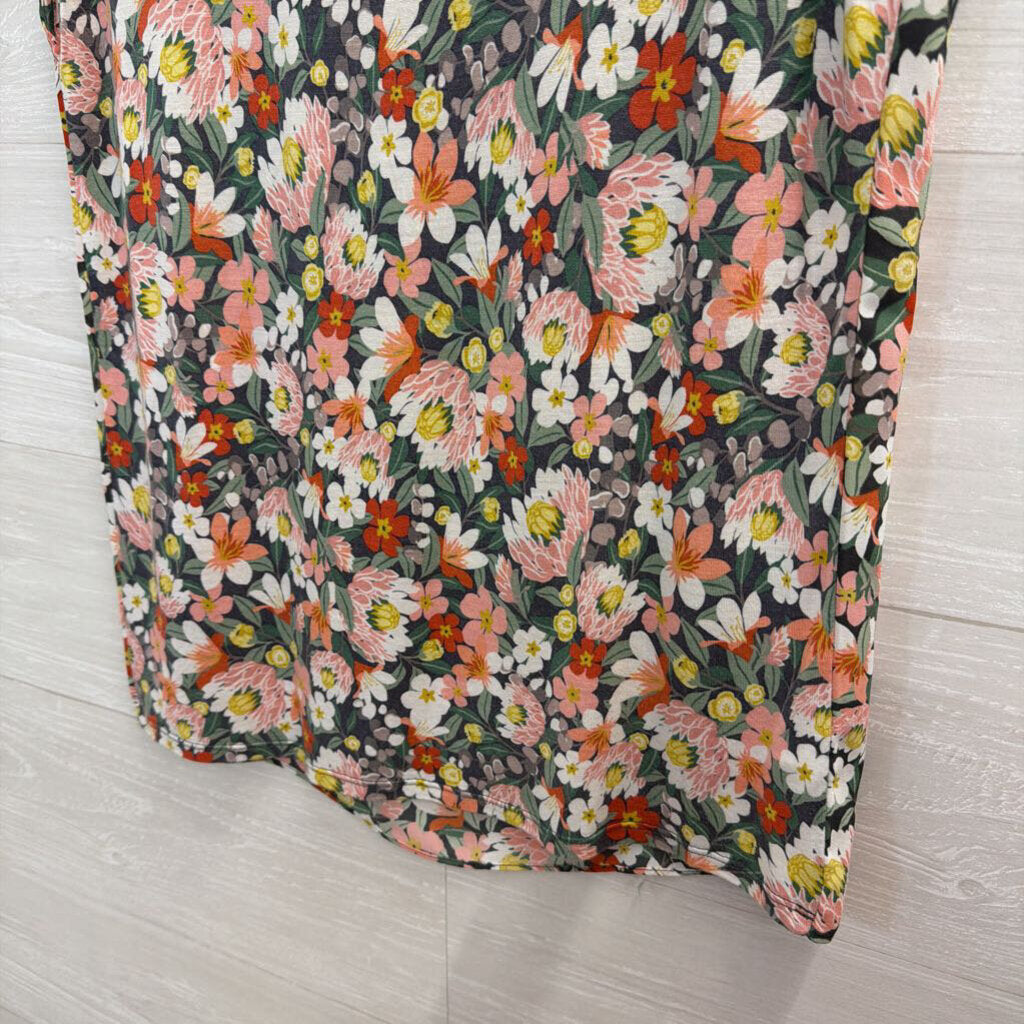 Loft Grey/ Multi Floral Print Short Sleeve Top Small