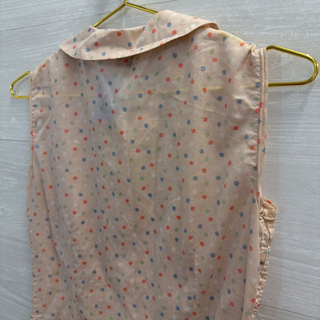 Marc Jacobs Pink/ Multi Dot Print Pleated Sleeveless Button Down Top 4
