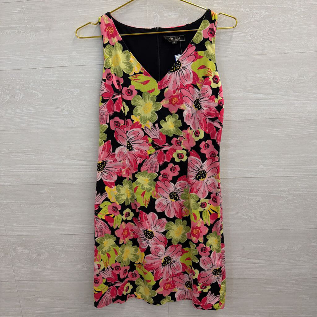 Lily Black/ Multi Bright Print Sleeveless Dress Small
