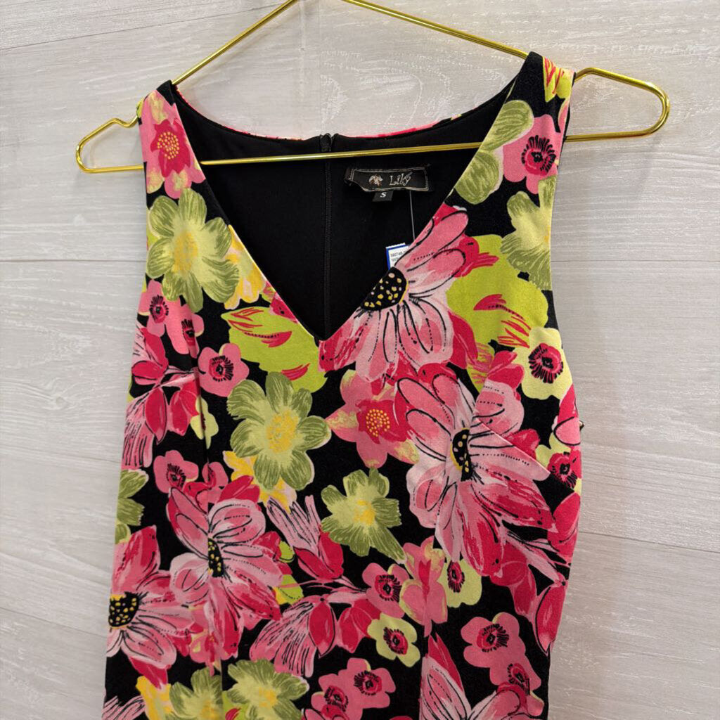 Lily Black/ Multi Bright Print Sleeveless Dress Small