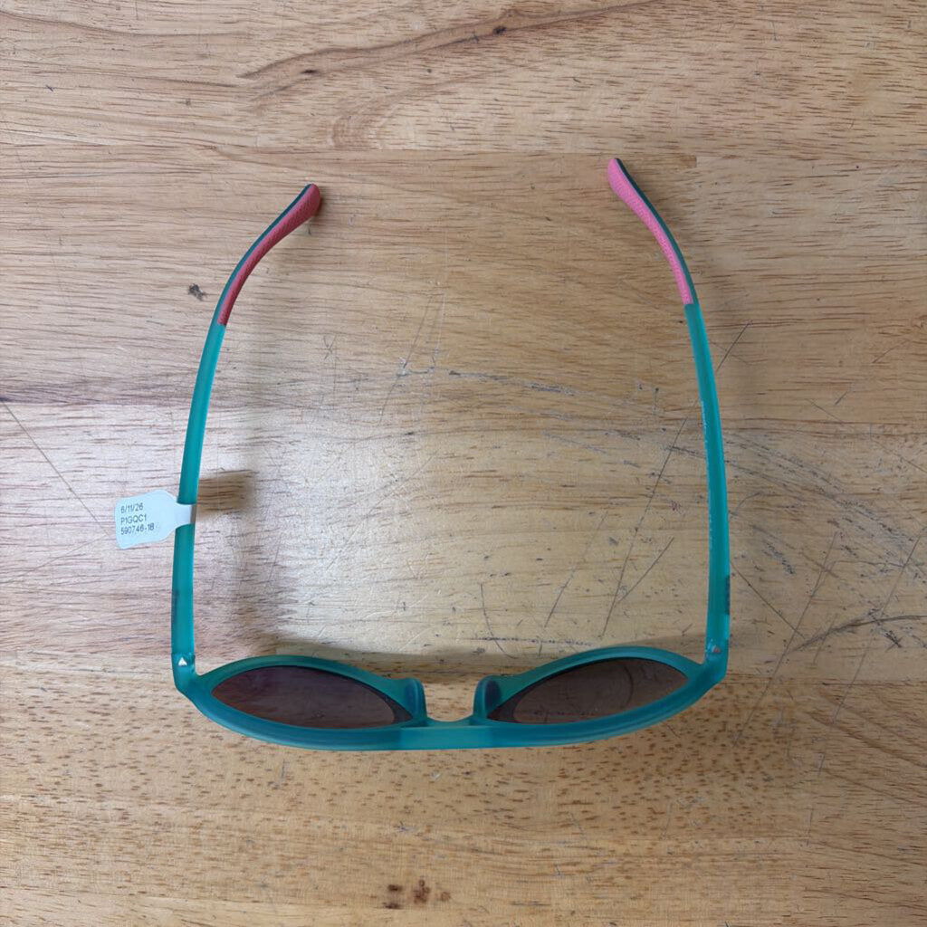 Goodr Teal Frame Pink Reflective Lenses Mach G Aviator Sunglasses