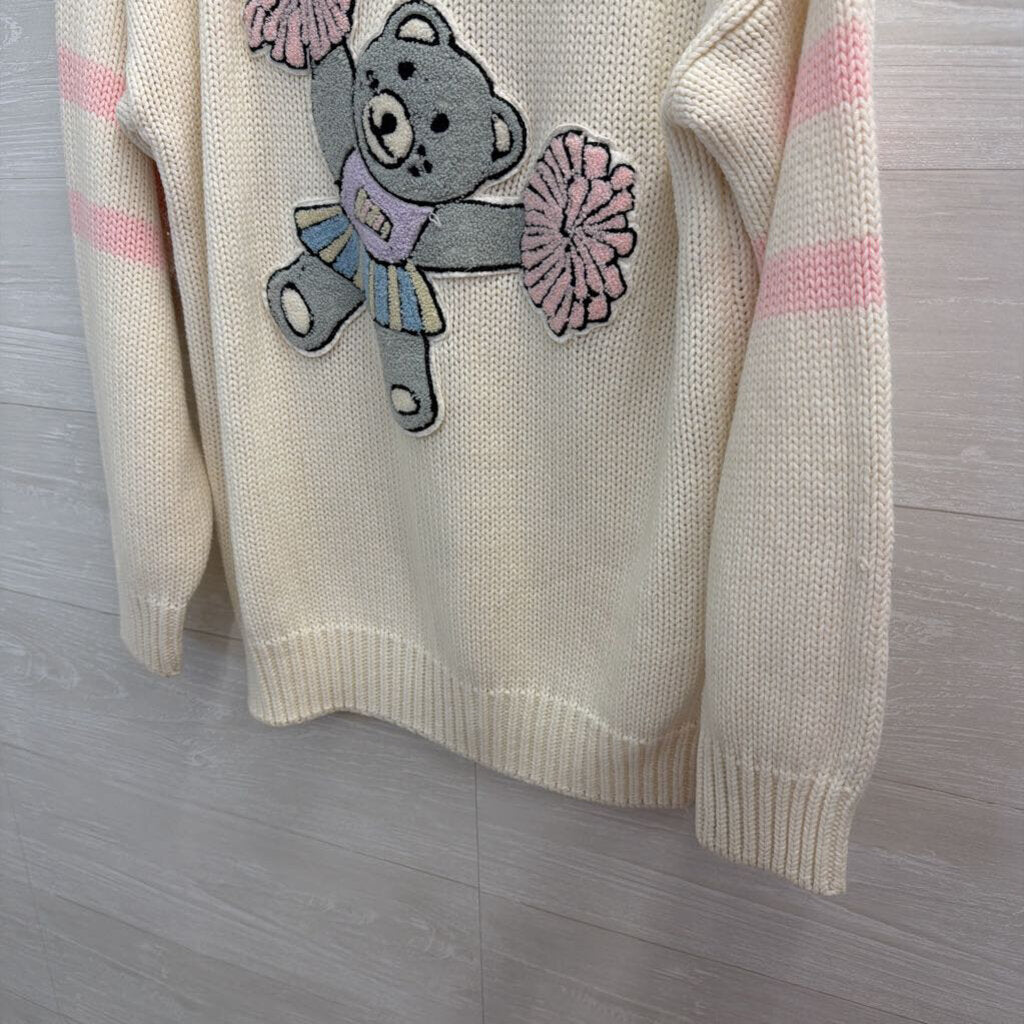 Vintage JJ Fargo White/ Pink Cheerleader Bear Sweater Top Medium