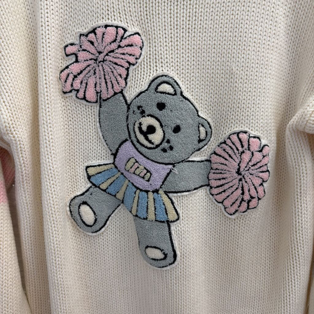 Vintage JJ Fargo White/ Pink Cheerleader Bear Sweater Top Medium