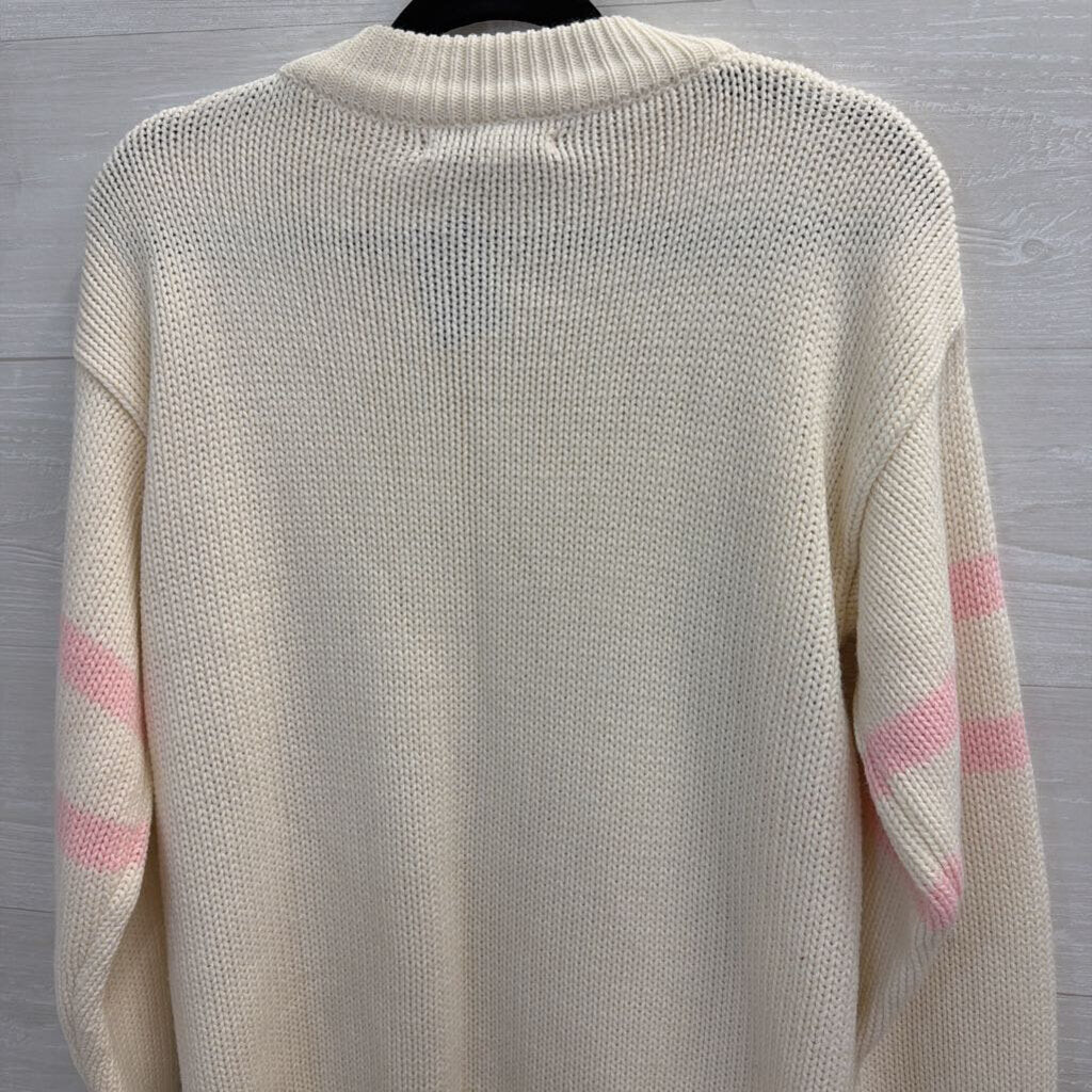 Vintage JJ Fargo White/ Pink Cheerleader Bear Sweater Top Medium